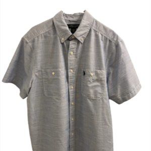 U.S. Polo Assn. Mens Shirt Sz LT Short Sleeves Blue Cotton Blend